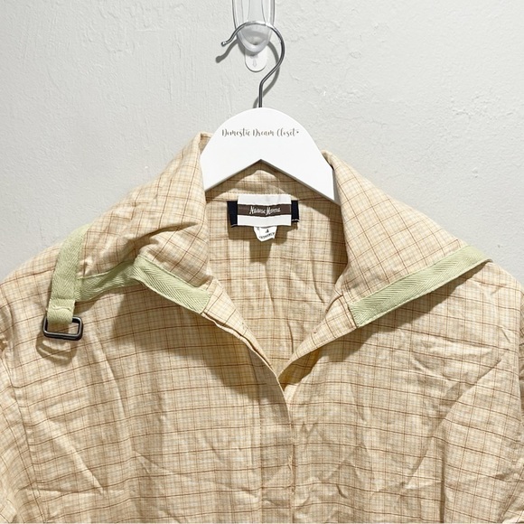 Vintage New With Tags NEIMAN MARCUS GIL AIMBEZ GENRE Women’s Beige Plaid Top 4 - Picture 4 of 8